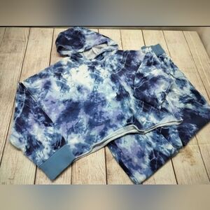 Girls Old Navy Blue Tie-dye Cropped Sweat Shirt & Sweatpants READ DESCRIPTION